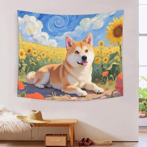 QQZNFTBVF Shiba Inu 3D Printing Tapestry for Living Room Bedroom Decorations Wall Hanging Home Decor Wall Decor Blanket 180cmx230cm von QQZNFTBVF