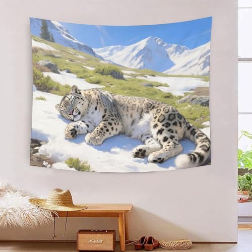 QQZNFTBVF Snow Leopard 3D Printing Tapestry for Living Room Bedroom Decorations Wall Hanging Home Decor Bedding 180cmx230cm von QQZNFTBVF