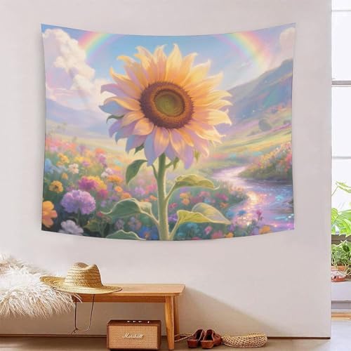 QQZNFTBVF Sunflower 3D Printing Tapestry for Living Room Bedroom Decorations Wall Hanging Home Decor Poster 130cmx150cm von QQZNFTBVF