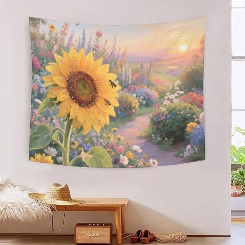 QQZNFTBVF Sunflower 3D Printing Tapestry for Living Room Bedroom Decorations Wall Hanging Home Decor Poster 180cmx230cm von QQZNFTBVF