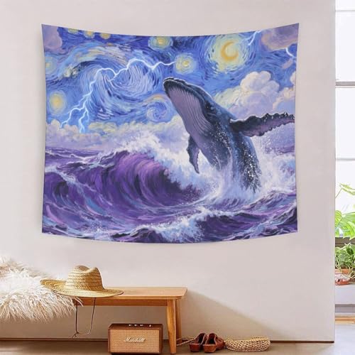 QQZNFTBVF Whale 3D Printing Tapestry for Living Room Bedroom Decorations Wall Hanging Home Decor Poster 150cmx200cm von QQZNFTBVF