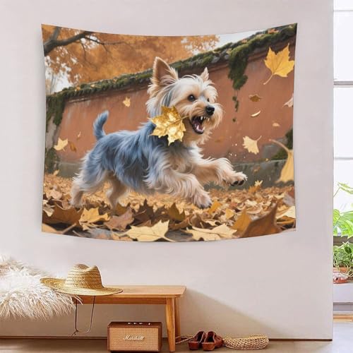 QQZNFTBVF Yorkshire Terrier 3D Printing Tapestry for Living Room Bedroom Decorations Wall Hanging Home Decor Poster 150cmx200cm von QQZNFTBVF