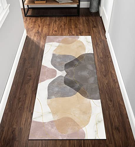 QQrunner Küchenteppich Läufer Waschbar rutschfest 80x250cm Modern Teppich Läufer Küchen Meterware Orange Rosa Grau Lang Teppichläufer Schlafzimmer Korridor 40-120cm Breit, Anpassbare Größe von QQrunner