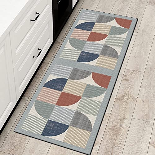 QQrunner Geometrisch Läufer Flur Küchenläufer Waschbar Grau rutschfest 60x90cm Meterware Lang Teppichläufer Wohnzimmer Schlafzimmer Korridor 40-120cm Breit, Anpassbare Größe von QQrunner