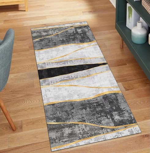 QQrunner Grau Küchenteppich rutschfest Waschbar 80x900CM Teppich Läufer Flur Lang Meterware Abstrakt Teppichläufer Korridor Polyester Wohnzimmer Schmutzfangmatte QQrunner Grau Küchenteppich rutschfest Waschbar 80x900CM Teppich Läufer Flur Lang Meterware Abstrakt Teppichläufer Korridor Polyester Wohnzimmer Schmutzfangmatte von QQrunner