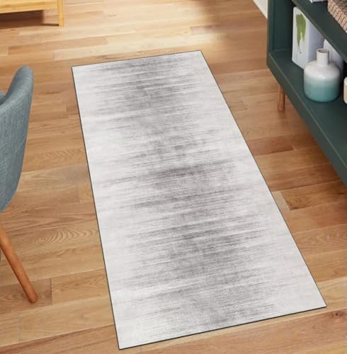 QQrunner Grau Teppich Läufer Flur Abstrakt, 80x80CM Teppichläufer rutschfest Meterware Kücheteppich Waschbar Lang Korridor Polyester Wohnzimmer Schmutzfangmatte von QQrunner
