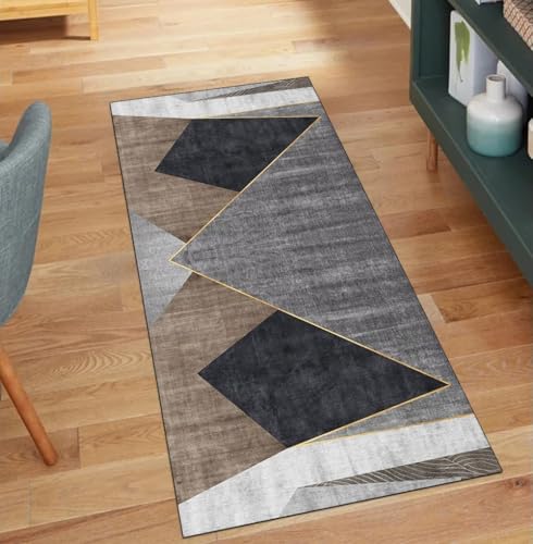 QQrunner Küche Läufer Waschbar rutschfest Grau Braun 60x950CM Teppich Läufer Flur Lang Meterware Geometrisch Teppichläufer Korridor Polyester Wohnzimmer Schmutzfangmatte QQrunner Küche Läufer Waschbar rutschfest Grau Braun 60x950CM Teppich Läufer Flur Lang Meterware Geometrisch Teppichläufer Korridor Polyester Wohnzimmer Schmutzfangmatte von QQrunner