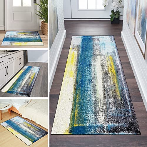 QQrunner Küchenteppich rutschfest Küche 70x180cm Bunt Abstrakt Meterware Waschbar Lang Teppich Läufer Flur Teppichläufer Schlafzimmer Korridor, Anpassbare Größe, 40-120cm Breit von QQrunner