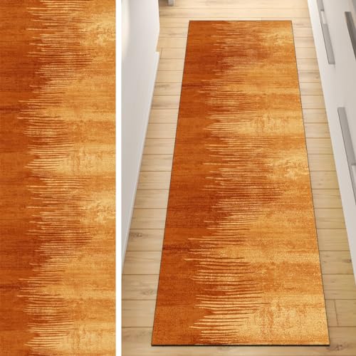 QQrunner Läufer Flur Küche Teppich rutschfest Orange 110x250CM Lang Kücheläufer Waschbar Meterware Abstrakt Teppichmatten Korridor Polyester Wohnzimmer Schlafzimmer 40-120cm Breit, Anpassbare Größe QQrunner Läufer Flur Küche Teppich rutschfest Orange 110x250CM Lang Kücheläufer Waschbar Meterware Abstrakt Teppichmatten Korridor Polyester Wohnzimmer Schlafzimmer 40-120cm Breit, Anpassbare Größe von QQrunner