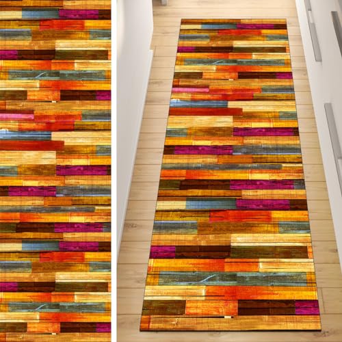 QQrunner Läufer Flur Küche Teppich rutschfest Orange 80x100CM Lang Kücheläufer Waschbar Meterware Holzmuster Teppichmatten Korridor Polyester Wohnzimmer Schlafzimmer 40-120cm Breit, Anpassbare Größe QQrunner Läufer Flur Küche Teppich rutschfest Orange 80x100CM Lang Kücheläufer Waschbar Meterware Holzmuster Teppichmatten Korridor Polyester Wohnzimmer Schlafzimmer 40-120cm Breit, Anpassbare Größe von QQrunner