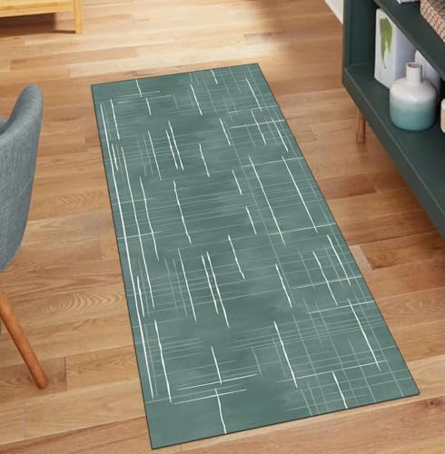 QQrunner Läufer Flur Teppich Waschbar, Abstrakt rutschfest 100x1200CM Teppichläufer Küchenteppich Meterware Lang Dunkel Grün Korridor Kücheläufer QQrunner Läufer Flur Teppich Waschbar, Abstrakt rutschfest 100x1200CM Teppichläufer Küchenteppich Meterware Lang Dunkel Grün Korridor Kücheläufer von QQrunner