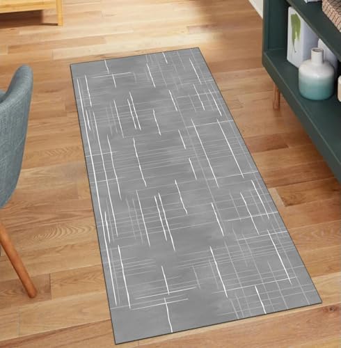 QQrunner Läufer Flur Teppich Waschbar, Abstrakt rutschfest 80x150CM Teppichläufer Küchenteppich Meterware Lang Grau Korridor Kücheläufer QQrunner Läufer Flur Teppich Waschbar, Abstrakt rutschfest 80x150CM Teppichläufer Küchenteppich Meterware Lang Grau Korridor Kücheläufer von QQrunner