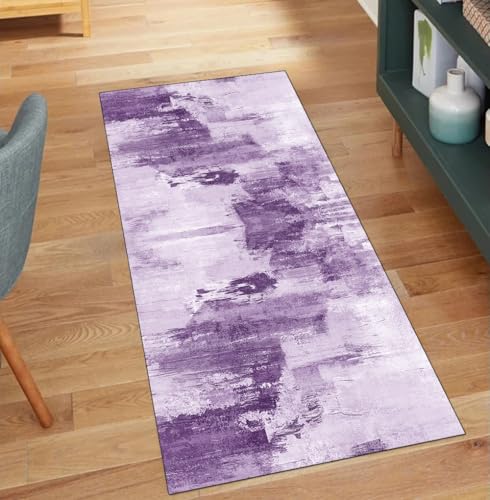 QQrunner Läufer Teppich Abstrakt rutschfest Waschbar 110x300CM Teppichläufer Küchenteppich Meterware Lang Lila Korridor Kücheläufer QQrunner Läufer Teppich Abstrakt rutschfest Waschbar 110x300CM Teppichläufer Küchenteppich Meterware Lang Lila Korridor Kücheläufer von QQrunner