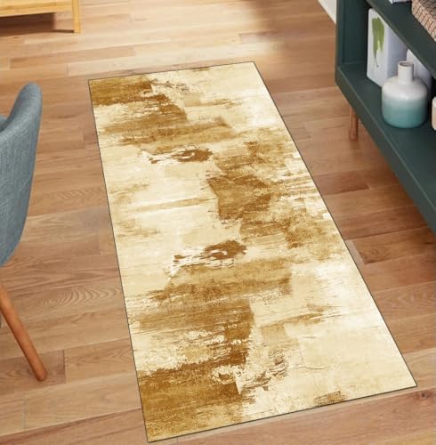 QQrunner Läufer Teppich Abstrakt rutschfest Waschbar 60x160CM Teppichläufer Küchenteppich Meterware Lang Orange Korridor Kücheläufer von QQrunner