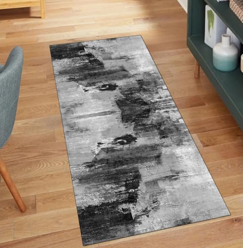 QQrunner Läufer Teppich Abstrakt rutschfest Waschbar 80x250CM Teppichläufer Küchenteppich Meterware Lang Schwarz Kücheläufer Korridor Polyester Wohnzimmer Schlafzimmer QQrunner Läufer Teppich Abstrakt rutschfest Waschbar 80x250CM Teppichläufer Küchenteppich Meterware Lang Schwarz Kücheläufer Korridor Polyester Wohnzimmer Schlafzimmer von QQrunner