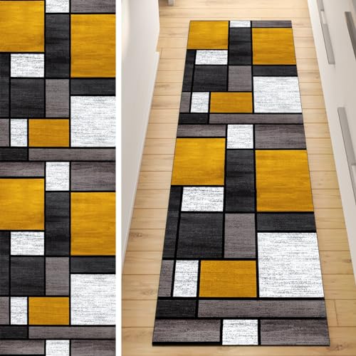 QQrunner Läufer Teppich Flur Lang rutschfest Kücheläufer Waschbar Gelb Grau 80x150cm Meterware Patchwork Teppichmatten Waschbar Korridor Wohnzimmer Schlafzimmer 40-120cm Breit, Anpassbare Größe QQrunner Läufer Teppich Flur Lang rutschfest Kücheläufer Waschbar Gelb Grau 80x150cm Meterware Patchwork Teppichmatten Waschbar Korridor Wohnzimmer Schlafzimmer 40-120cm Breit, Anpassbare Größe von QQrunner