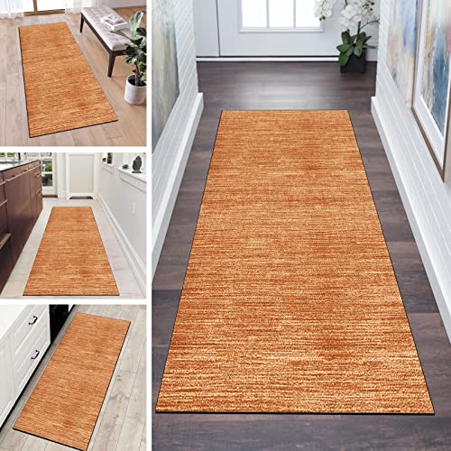 QQrunner Läufer Teppich Lang Flur rutschfest Waschbar Kücheläufer Orange 40x200cm Meterware Abstrakt Teppichmatten Waschbar Korridor Wohnzimmer Schlafzimmer 40-120cm Breit, Anpassbare Größe von QQrunner