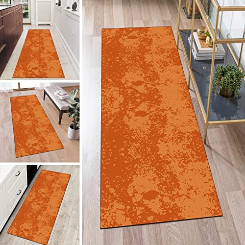 QQrunner Läufer Teppich Lang Flur rutschfest Waschbar Orange 40x150cm Kücheläufer Meterware Abstrakt Teppichmatten Waschbar Korridor Wohnzimmer Schlafzimmer 40-120cm Breit, Anpassbare Größe von QQrunner