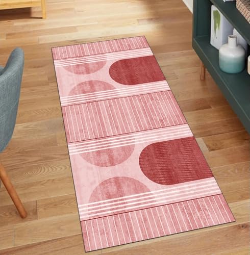 QQrunner Modern Teppich Läufer Flur Waschbar, rutschfest 110x850CM Teppichläufer Küchenteppich Meterware Lang Rot Korridor Kücheläufer von QQrunner