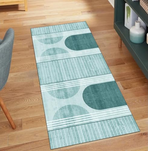 QQrunner Modern Teppich Läufer Flur Waschbar, rutschfest 90x1000CM Abstract Teppichläufer Küchenteppich rutschfest Lang Waschbar Cyan Korridor Kücheläufer QQrunner Modern Teppich Läufer Flur Waschbar, rutschfest 90x1000CM Abstract Teppichläufer Küchenteppich rutschfest Lang Waschbar Cyan Korridor Kücheläufer von QQrunner