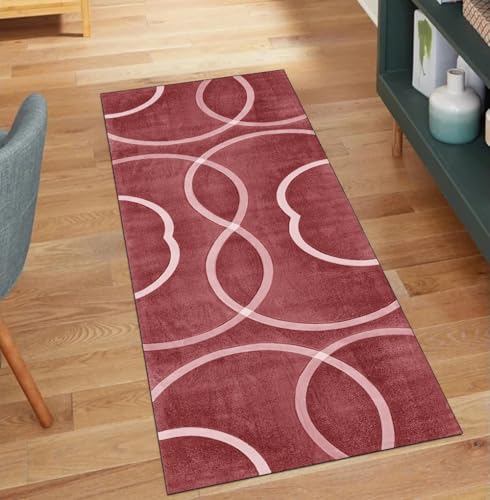 QQrunner Modern Teppich Läufer Flur rutschfest Waschbar 110x450CM Teppichläufer Küchenteppich Meterware Lang Rot Korridor Kücheläufer QQrunner Modern Teppich Läufer Flur rutschfest Waschbar 110x450CM Teppichläufer Küchenteppich Meterware Lang Rot Korridor Kücheläufer von QQrunner