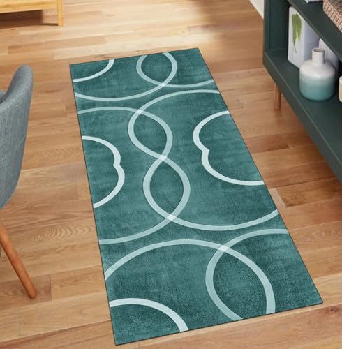 QQrunner Modern Teppich Läufer Flur rutschfest Waschbar 60x550CM Abstract Teppichläufer Küchenteppich rutschfest Lang Waschbar Cyan Korridor Kücheläufer QQrunner Modern Teppich Läufer Flur rutschfest Waschbar 60x550CM Abstract Teppichläufer Küchenteppich rutschfest Lang Waschbar Cyan Korridor Kücheläufer von QQrunner