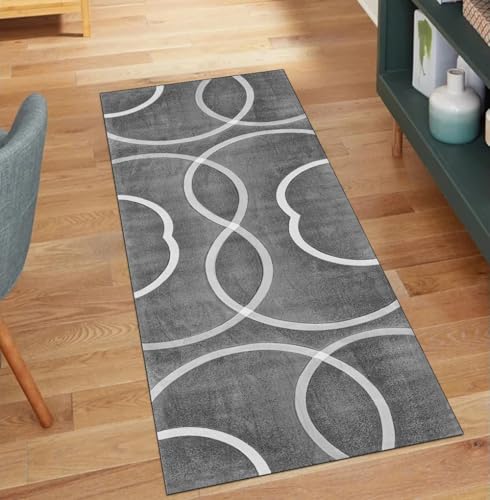 QQrunner Modern Teppich Läufer Flur rutschfest Waschbar 80x180CM Teppichläufer Küchenteppich Meterware Lang Grau Korridor Kücheläufer QQrunner Modern Teppich Läufer Flur rutschfest Waschbar 80x180CM Teppichläufer Küchenteppich Meterware Lang Grau Korridor Kücheläufer von QQrunner