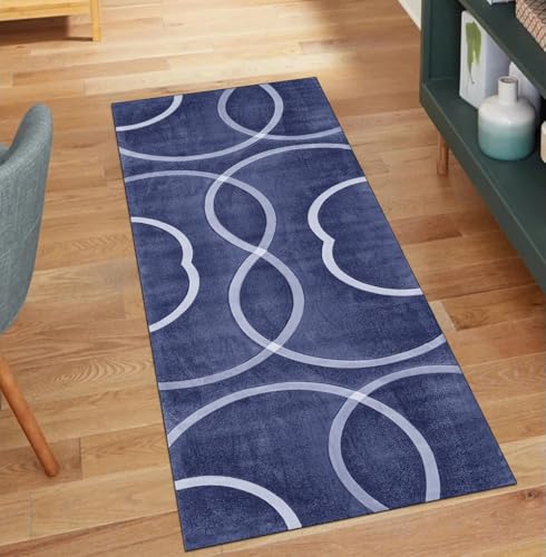 QQrunner Modern Teppich Läufer Flur rutschfest Waschbar 90x300CM Teppichläufer Küchenteppich Meterware Lang Blau Korridor Kücheläufer QQrunner Modern Teppich Läufer Flur rutschfest Waschbar 90x300CM Teppichläufer Küchenteppich Meterware Lang Blau Korridor Kücheläufer von QQrunner