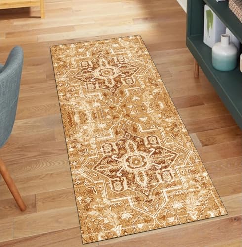 QQrunner Teppich Läufer Flur, Waschbar rutschfest Boho 110x1300CM Teppichläufer Küchenteppich Meterware Lang Orange Korridor Kücheläufer QQrunner Teppich Läufer Flur, Waschbar rutschfest Boho 110x1300CM Teppichläufer Küchenteppich Meterware Lang Orange Korridor Kücheläufer von QQrunner