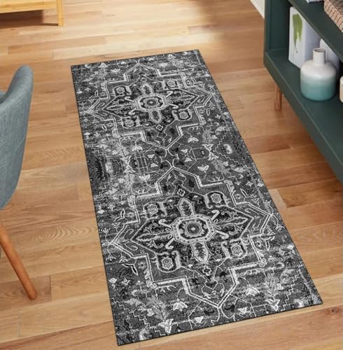 QQrunner Teppich Läufer Flur, Waschbar rutschfest Boho 40x120CM Teppichläufer Küchenteppich Meterware Lang Schwarz Kücheläufer Korridor Polyester Wohnzimmer Schlafzimmer QQrunner Teppich Läufer Flur, Waschbar rutschfest Boho 40x120CM Teppichläufer Küchenteppich Meterware Lang Schwarz Kücheläufer Korridor Polyester Wohnzimmer Schlafzimmer von QQrunner