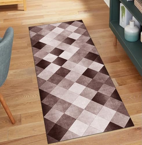 QQrunner Teppich Läufer Flur, Waschbar rutschfest Patchwork 100x700CM Teppichläufer Küchenteppich Meterware Lang Braun Korridor Kücheläufer QQrunner Teppich Läufer Flur, Waschbar rutschfest Patchwork 100x700CM Teppichläufer Küchenteppich Meterware Lang Braun Korridor Kücheläufer von QQrunner