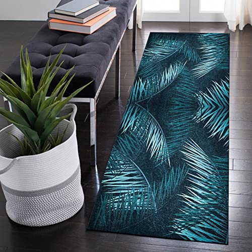 QQrunner Teppich Läufer Flur 80x500cm Lang Dunkel Tropischer Stil Küchenteppich rutschfest Küche Waschbar Teppichläufer Schlafzimmer Korridor, Anpassbare Größe, 40-120cm Breit von QQrunner