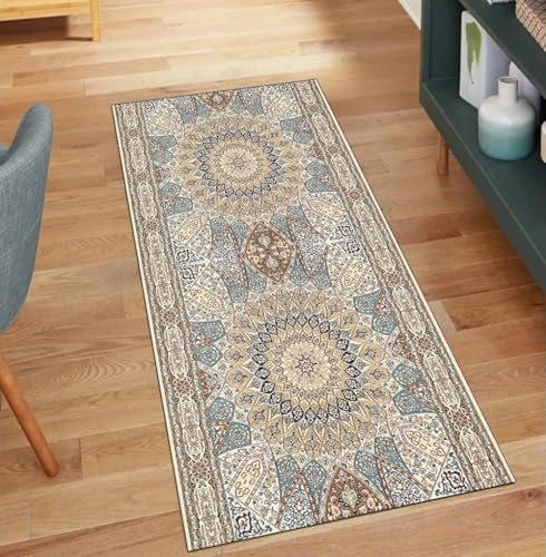 QQrunner Teppich Läufer Flur Beige Boho 40x100CM Teppichläufer rutschfest Lang Meterware Waschbar Küchenläufer Korridor Polyester Wohnzimmer Schmutzfangmatte QQrunner Teppich Läufer Flur Beige Boho 40x100CM Teppichläufer rutschfest Lang Meterware Waschbar Küchenläufer Korridor Polyester Wohnzimmer Schmutzfangmatte von QQrunner