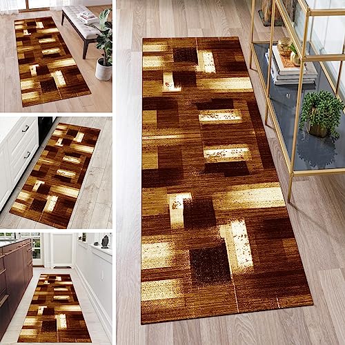 QQrunner Teppich Läufer Flur Lang rutschfest Kücheteppich Waschbar Braun 90x300cm Meterware Abstrakt Teppichmatten Waschbar Korridor Wohnzimmer Schlafzimmer 40-120cm Breit, Anpassbare Größe QQrunner Teppich Läufer Flur Lang rutschfest Kücheteppich Waschbar Braun 90x300cm Meterware Abstrakt Teppichmatten Waschbar Korridor Wohnzimmer Schlafzimmer 40-120cm Breit, Anpassbare Größe von QQrunner