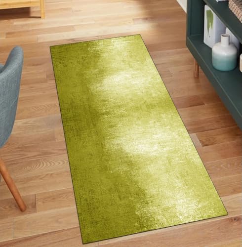 QQrunner Teppich Läufer Flur Meterware Abstrakt 110x950CM Teppichläufer Küchenteppich Waschbar rutschfest Lang Gelb Korridor Kücheläufer von QQrunner