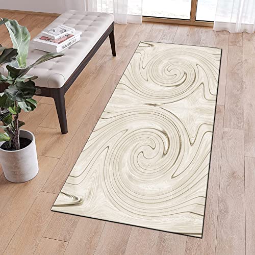 QQrunner Teppich Läufer Flur Modern 60x250cm Abstrakt Creme rutschfest Küchenteppich Waschbar Meterware Lang Teppichläufer Schlafzimmer Korridor, Anpassbare Größe, 40-120cm Breit von QQrunner