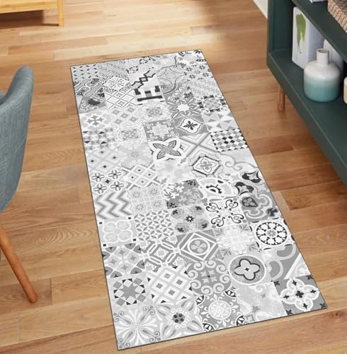 QQrunner Teppich Läufer Flur Waschbar rutschfest Boho 60x600CM Teppichläufer Küchenteppich Meterware Lang Grau Korridor Kücheläufer QQrunner Teppich Läufer Flur Waschbar rutschfest Boho 60x600CM Teppichläufer Küchenteppich Meterware Lang Grau Korridor Kücheläufer von QQrunner