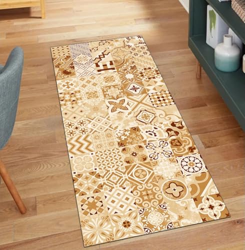 QQrunner Teppich Läufer Flur Waschbar rutschfest Boho 80x100CM Teppichläufer Küchenteppich Meterware Lang Orange Korridor Kücheläufer QQrunner Teppich Läufer Flur Waschbar rutschfest Boho 80x100CM Teppichläufer Küchenteppich Meterware Lang Orange Korridor Kücheläufer von QQrunner