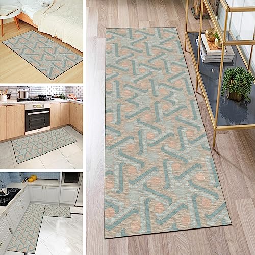 QQrunner Teppich Läufer Flur rutschfest Lang Kücheläufer Waschbar Orange Grün 60x200cm Meterware Modern Teppichmatten Waschbar Korridor Wohnzimmer Schlafzimmer 40-120cm Breit, Anpassbare Größe QQrunner Teppich Läufer Flur rutschfest Lang Kücheläufer Waschbar Orange Grün 60x200cm Meterware Modern Teppichmatten Waschbar Korridor Wohnzimmer Schlafzimmer 40-120cm Breit, Anpassbare Größe von QQrunner
