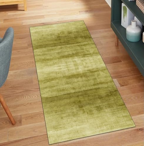 QQrunner Teppich Läufer Flur rutschfest Waschbar Abstrakt 110x1100CM Teppichläufer Küchenteppich Meterware Lang Gelb Korridor Kücheläufer von QQrunner