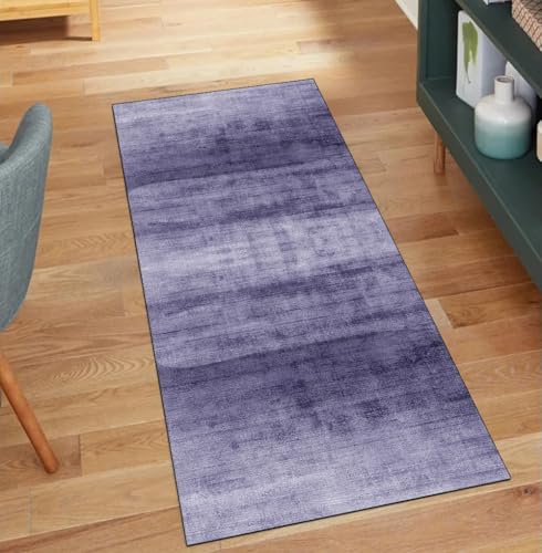 QQrunner Teppich Läufer Flur rutschfest Waschbar Abstrakt 110x700CM Teppichläufer Küchenteppich Meterware Lang Blau Korridor Kücheläufer von QQrunner