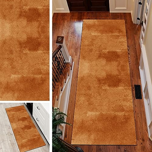 QQrunner Teppich Läufer Flur rutschfest Waschbar Lang Kücheläufer Orange 80x150cm Meterware Abstrakt Teppichmatten Waschbar Korridor Wohnzimmer Schlafzimmer 40-120cm Breit, Anpassbare Größe von QQrunner