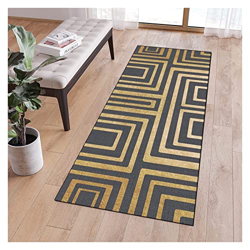 QQrunner Teppich Läufer Küchenteppich rutschfest 100x200cm Grau Gold Modern Gestreift Meterware Waschbar Lang Teppichläufer Teppich Läufer Flur Schlafzimmer Korridor, Anpassbare Größe, 40-120cm Breit QQrunner Teppich Läufer Küchenteppich rutschfest 100x200cm Grau Gold Modern Gestreift Meterware Waschbar Lang Teppichläufer Teppich Läufer Flur Schlafzimmer Korridor, Anpassbare Größe, 40-120cm Breit von QQrunner
