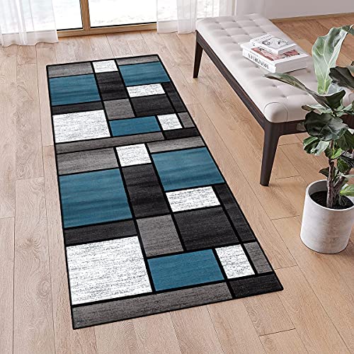 QQrunner Teppich läufer Flur Blau und Grau rutschfest 50x300CM Küchenteppich Patchwork Waschbar Meterware Schlafzimmer Korridor Teppich Lang, 40-120cm Breit QQrunner Teppich läufer Flur Blau und Grau rutschfest 50x300CM Küchenteppich Patchwork Waschbar Meterware Schlafzimmer Korridor Teppich Lang, 40-120cm Breit von QQrunner