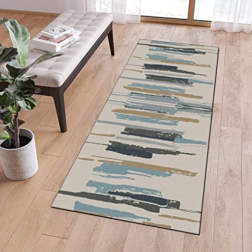 QQrunner Teppichläufer Flur rutschfest Küche 50x100cm Vintage Abstrakt Beige Teppich Läufer Flur Waschbar Meterware Lang Küchenteppich Schlafzimmer Korridor, Anpassbare Größe, 40-120cm Breit von QQrunner
