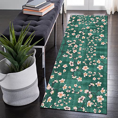 QQrunner Teppichläufer Küchen Waschbar 60x120cm Blumenmuster Grün Lang Küchenteppich rutschfest Teppich Läufer Flur Meterware Schlafzimmer Korridor 40-120cm Breit, Anpassbare Größe QQrunner Teppichläufer Küchen Waschbar 60x120cm Blumenmuster Grün Lang Küchenteppich rutschfest Teppich Läufer Flur Meterware Schlafzimmer Korridor 40-120cm Breit, Anpassbare Größe von QQrunner