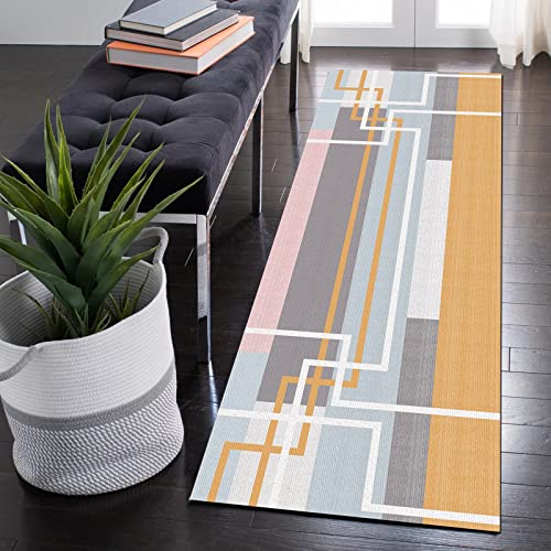 QQrunner Teppichläufer Meterware 100x200cm Teppich Läufer Flur Küchen rutschfest Patchwork Bunt Lang Waschbar Küchenteppich Schlafzimmer Korridor 40-120cm Breit, Anpassbare Größe von QQrunner