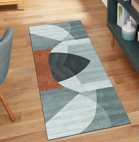 QQrunner Teppichläufer Waschbar rutschfest Dunkel Grün 120x180CM Teppich Läufer Flur Meterware Lang Patchwork Küchenläufer Korridor Polyester Wohnzimmer Schmutzfangmatte von QQrunner