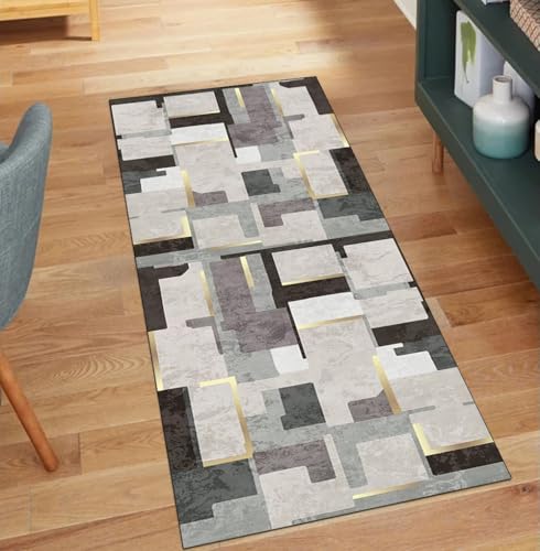 QQrunner Teppichläufer rutschfest, Waschbar Grau 50x600CM Teppich Läufer Flur Lang Meterware Patchwork Küchenläufer Korridor Polyester Wohnzimmer Schmutzfangmatte QQrunner Teppichläufer rutschfest, Waschbar Grau 50x600CM Teppich Läufer Flur Lang Meterware Patchwork Küchenläufer Korridor Polyester Wohnzimmer Schmutzfangmatte von QQrunner