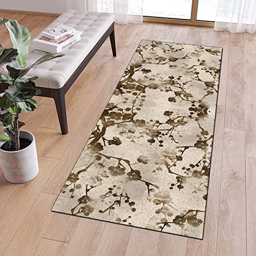 QQrunner Teppichläufer rutschfest Küche 70x150cm Vintage Traditionelles Beige Braun Teppich Läufer Flur Waschbar Meterware Lang Küchenteppich Schlafzimmer Korridor, Anpassbare Größe, 40-120cm Breit von QQrunner